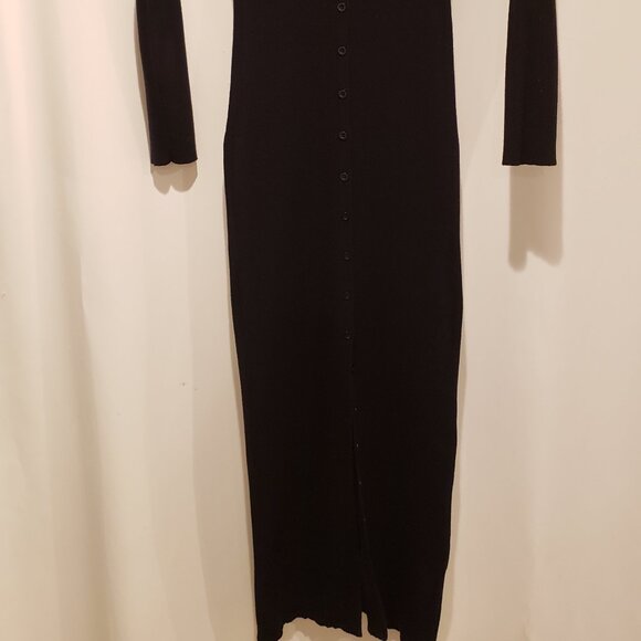 Edikted Jazlyn Long Sleeve Black Ribbed Sweater Dress Size Large - Picture 7 of 15